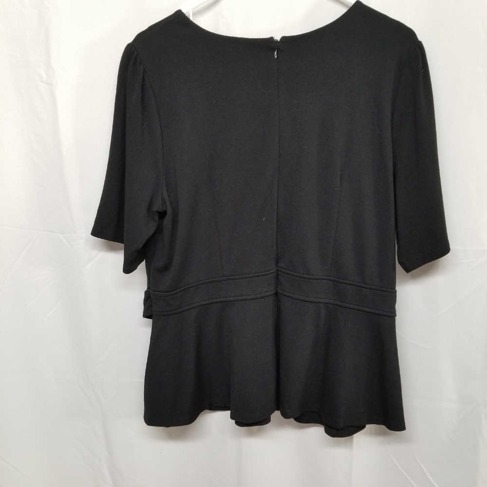 ELOQUII Ponte Knit Peplum Top Pearl Button Details - Picture 5 of 8